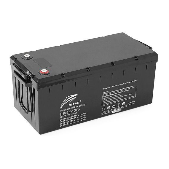 Акумуляторна батарея Ritar LiFePO4 25,6V 100Ah з Bluetooth, CAN/RS485, 2560Wh BMS100A@8S ( 522 х 240 х 219 (224) ), 25,5kg Q1