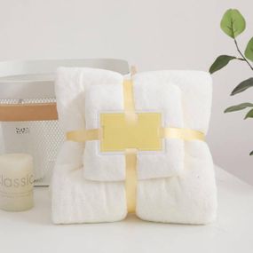 Набор полотенец 2шт 145*80см и 75*35см Towel blanket 521-2415 Белый