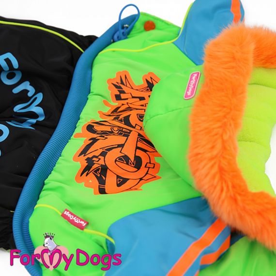 Зимний комбинезон для собак For My Dogs "Граффити" зеленый | Зображення 1