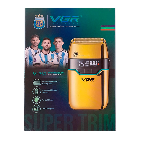 Электробритва VGR V-350 GOLD шейвер, двойное лезвие, 2 насадки, LED дисплей | Зображення 8