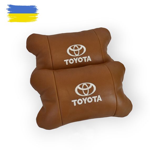 Набір шкіряних подушок 2шт на підголівник Toyota. Комфортні ортопедичні подушки,Тойота | Зображення 2