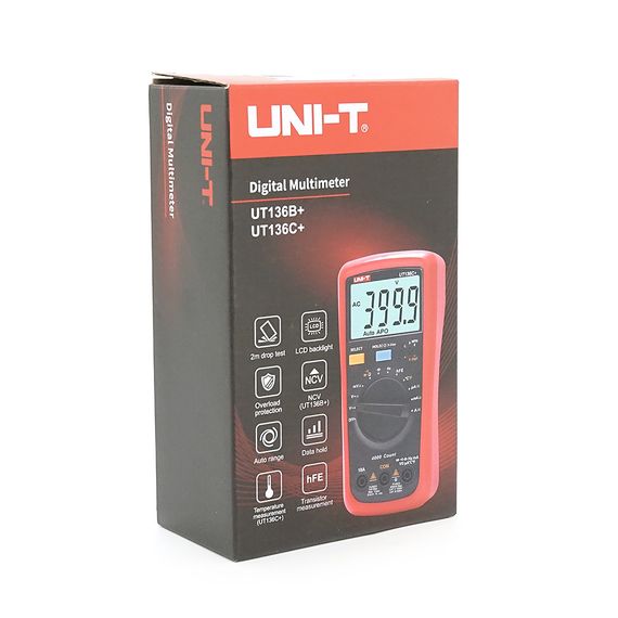 Мультиметр UNI-T UT136B+ Вимірювання: V (AC/DC), A (AC/DC), Ω, C, Hz, NCV. Функції: Data Hold, продзвонювання, тест діодів, | Зображення 1