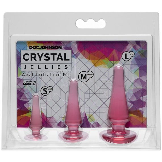Набор анальных пробок Doc Johnson Crystal Jellies - Pink, макс. диаметр 2см - 3см - 4см | Зображення 1
