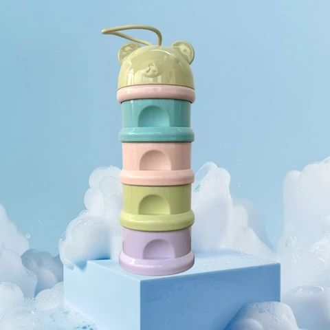 Контейнер для зберігання дитячої сухої суміші 4 відсіки 480 мл Різнокольоровий