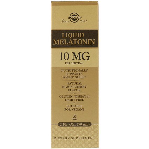 Мелатонін для сну Solgar Liquid Melatonin, 10 mg, 2 fl oz 59 ml Natural Black Cherry Flavor