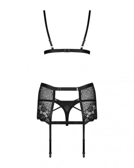 Комплект з поясом для панчох Obsessive Blanita, чорний, L/XL Sex Aura | Зображення 5