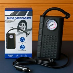 Портативний автомобільний компресор AND1322, насос від прикурювача 12V з манометром