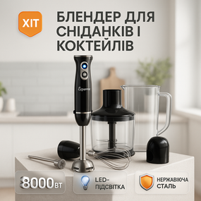 Блендер подрібнювач для коктейлів Suntera, Блендер зі знімною чашею занурювальний електричний TX-24
