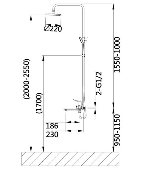 Душова система універсальна Qtap Presto Graphite QTPRE111GRP45585 | Зображення 8