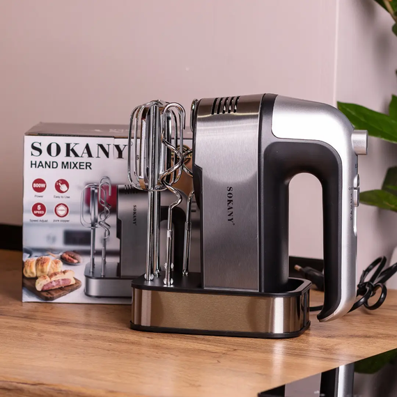 Миксер ручной Sokany 350 Вт 5 скоростей   2 насадки SK-6627 | Зображення 7
