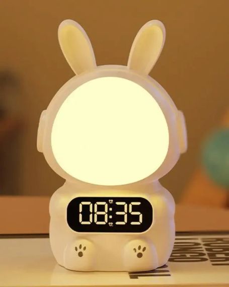 Детские часы с будильником Кролик Rabbit clock with LIGHT WHITE | Зображення 2