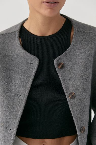 Коротке вовняне пальто - сірий цвет, ONE SIZE (є розміри) | Зображення 3