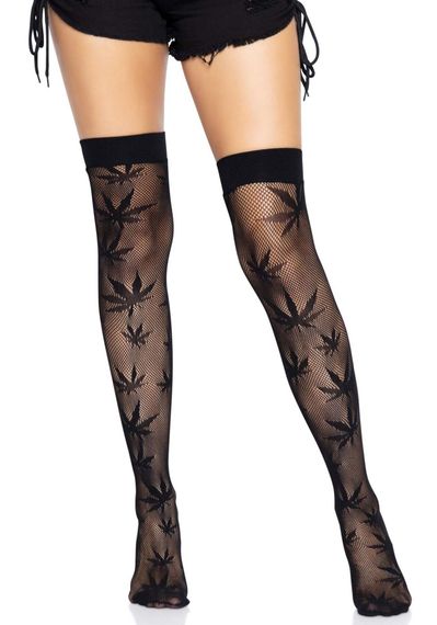 Панчохи з малюнком Leg Avenue 420 Net thigh highs Black | Зображення 3