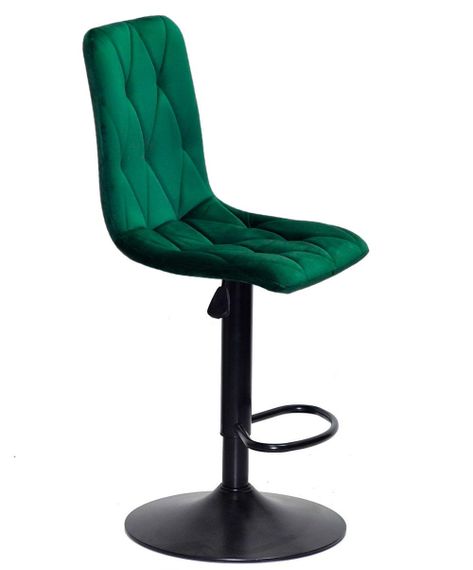 Барный стул мягкий Fred Bar BK-Base на черной круглой опоре Ø 410, с регулировкой высоты сиденья, обивка Бархат зеленый OR-853 | Зображення 6