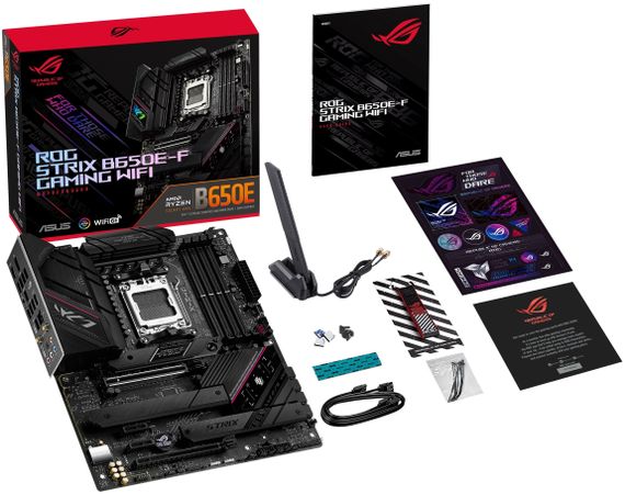 Материнcька плата ASUS ROG STRIX B650E-F GAMING WIFI sAM5 B650 4xDDR5 M.2 HDMI DP WiFi BT ATX 90MB1BQ0-M0EAY0 | Зображення 1