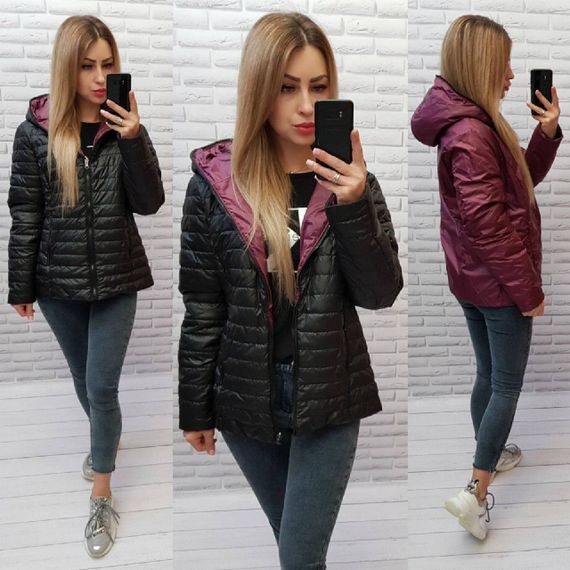 Куртка двостороння, арт.185, чорний / бордо | Зображення 3