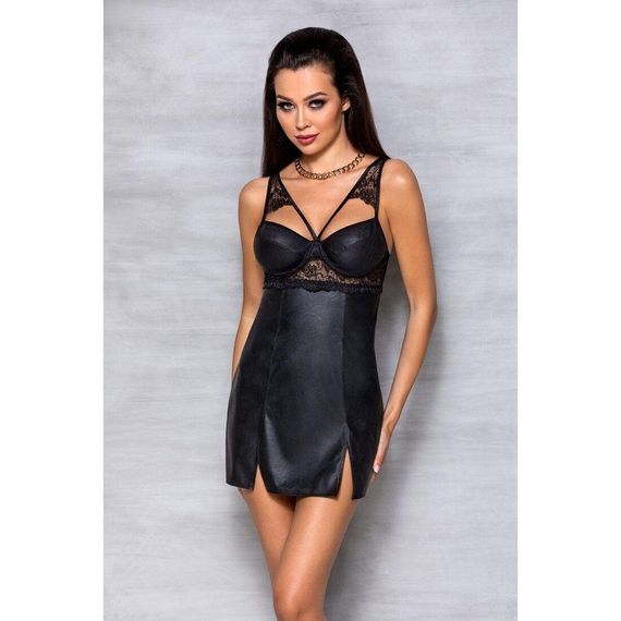 Бебі-дол з еко-шкіри та мережива Loona Chemise black - Passion, L/XL | Зображення 2
