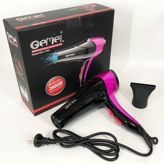 Фен GEMEI GM-1766 2.6 кВт АС, жіночий фен для волосся, електрофен для волосся. Колір: фіолетовий | Зображення 8