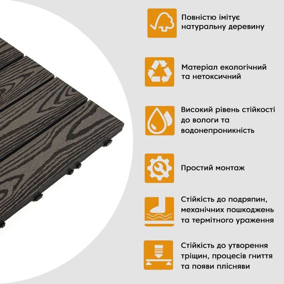Композитна плитка WPC антрацит 30*30CM*2СM (D) SW-00001708 | Зображення 3