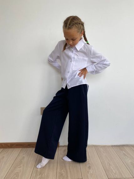 Дитячі штани палаццо для дівчинки шкільні штани колір темно-синій розмір 140, SBR129 | Зображення 3