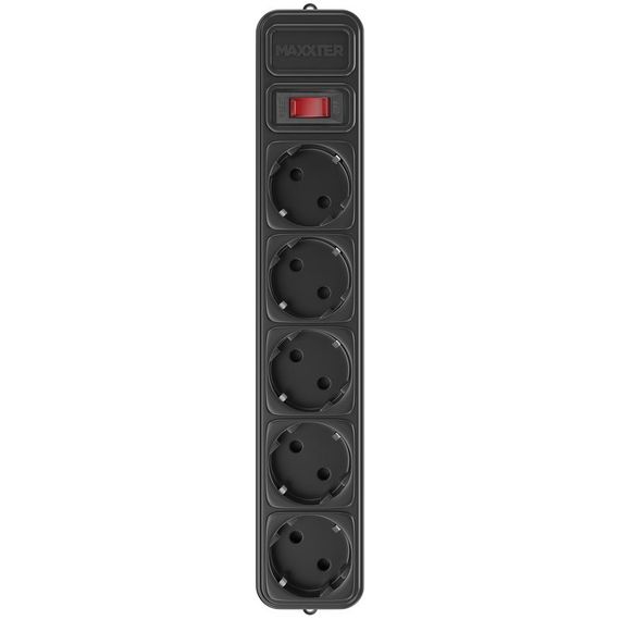 Мережевий фільтр Maxxter SPM5-G-10B чорний, 3 м кабель, 5 розеток
