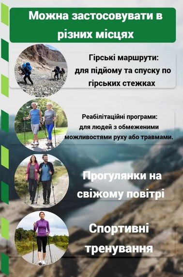 Палиці для скандинавської ходьби PowerPlay 9111 Lykke Green 80-135 см (пара) + 2-ві пари чобітків + чохол (PP_9111_Green) | Зображення 3