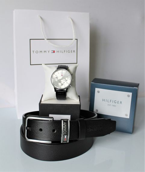 Мужской подарочный набор Tommy Hilfiger часы и ремень black