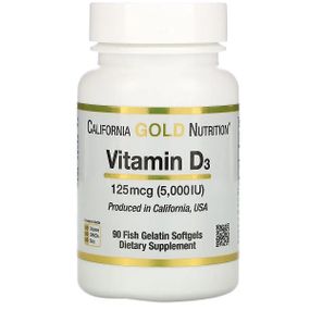 Витамин D California Gold Nutrition Vitamin D3 5000 IU 90 Fish Softgels