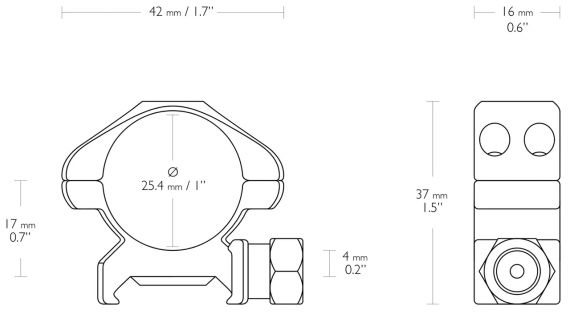 Кільця Hawke Precision Steel. d - 25.4 мм Low. Weaver/Picatinny | Зображення 1