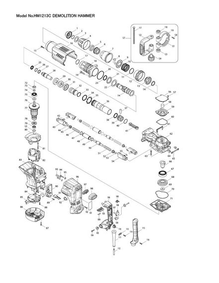 Молоток відбійний мережевий Makita HM1213C (18.6 Дж, 950-1900 хв-1, 1510 Вт, SDS-MAX, AVT, 10.8 кг) | Зображення 6