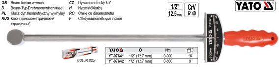 Ключ динамометричний стрілковий YATO : квадрат 3/4", F=0-500 Нм