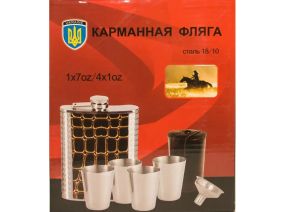 Набор фляга (210 мл) + лейка + 4 стопки в чехле NF4-15