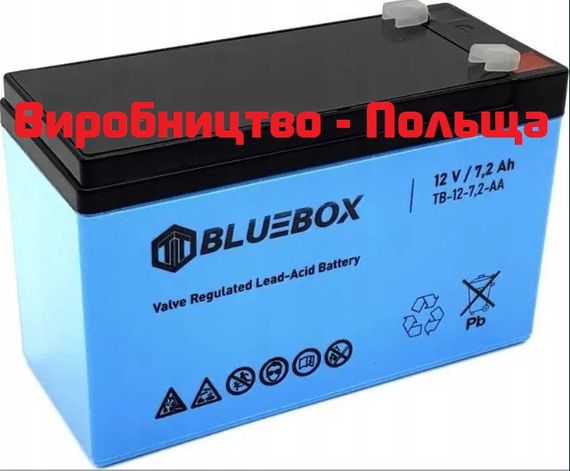 Акумулятор AGM BLUEBOX 12v, 7.2Ah (12 вольтів, 7.2 А·год) для ДБЖ (UPS, безперебійника), освітлення, охорони