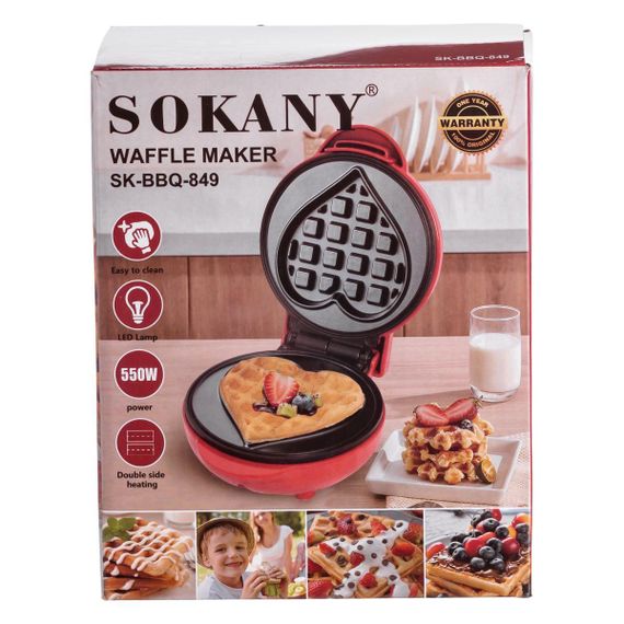 Вафельниця для бельгійських вафель 550 Вт з антипригарним покриттям Sokany SK-BBQ-849 | Зображення 7