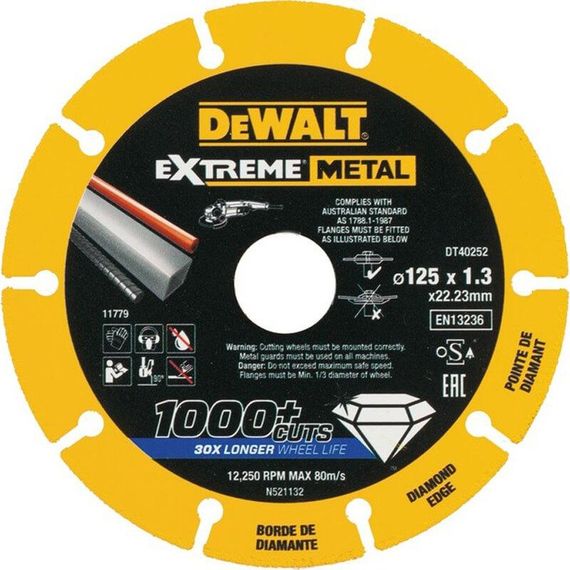 Диск діамантовий по металу 125х1.3х22.23 мм DeWALT DT40252