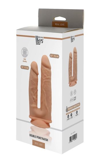 Фалоімітатор подвійний на присосці Dream ToysReal Love, термоактивний, бежевий Sex Aura | Зображення 2