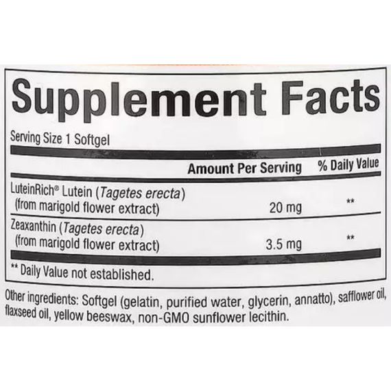Лютеїн Natural Factors Lutein 20 mg 30 Softgels | Зображення 1