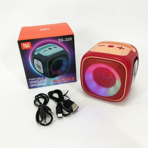 Портативна Bluetooth колонка TG359 7W з RGB підсвічуванням, Гучна блютуз колонка. Колір: червоний | Зображення 8
