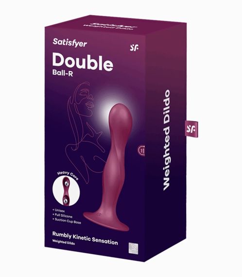 Фаллоимитатор вагинально-анальный с утяжеленными шариками Satisfyer Double Ball-R, бордовый Sex Aura | Зображення 3