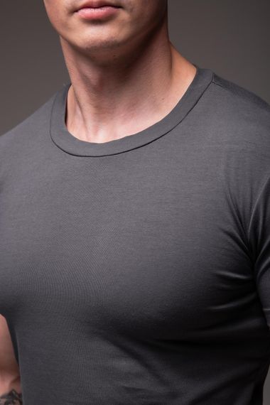 Мужская приталенная футболка классическая RA2257 размер L, цвет темно-серый | Зображення 3