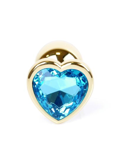 Анальна пробка - Jewellery Gold Heart Plug Light Blue | Зображення 2