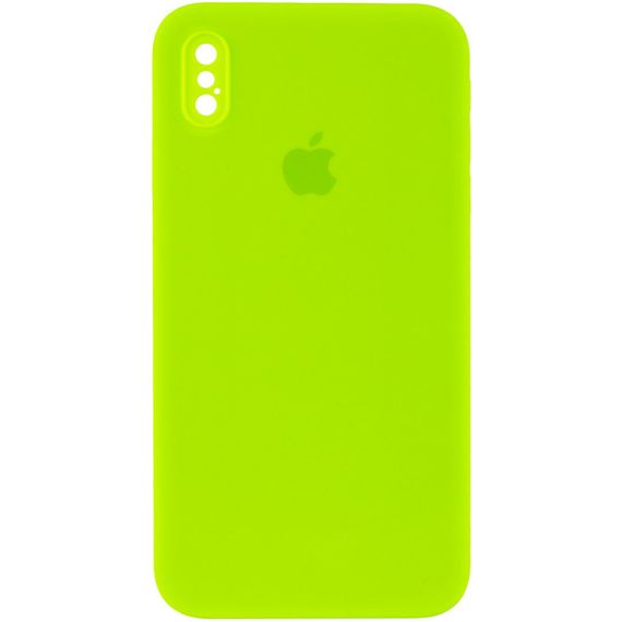 Чехол Silicone Case Square Full Camera Protective (AA) для Apple iPhone XS Max (6.5") Салатовый / Neon green