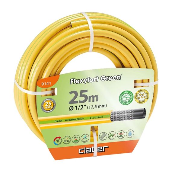 Шланг садовый для полива Claber Flexyfort Green 9141 (25 м, 1/2", 3 слоя)