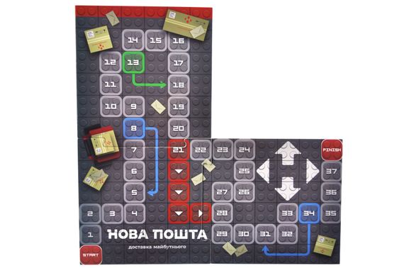 Конструктор блочний QB300-007 "Block&Steps: НОВА ПОШТА. Центральне відділення" + ходилка і гра 3в1, 91дет. qbee | Зображення 1