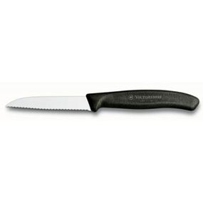 Кухонний ніж Victorinox SwissClassic для овощей 8см, волнистое лезвие, черный (6.7433)