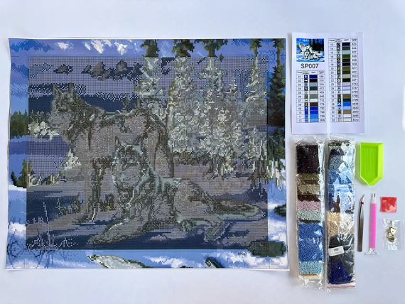 Алмазная мозаика Волки на снегу 40х50 см ColorArt SP007 | Зображення 2