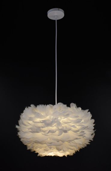 Люстра підвісна з пір'ям на 1 лампочку 26690 Білий 35-110х40х40 см. | Зображення 1