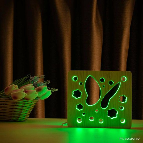 Светильник ночник ArtEco Light из дерева LED "Бабочка" с пультом и регулировкой цвета, RGB | Зображення 4