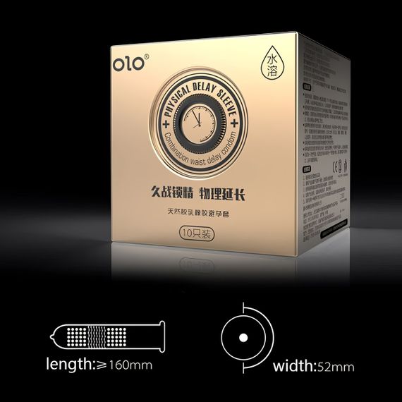 Латексні тонкі текстуровані презервативи з пролонгуючим мастилом OLO - PHYSICAL DELAY SLEEVE, 10 шт sexstyle | Зображення 2