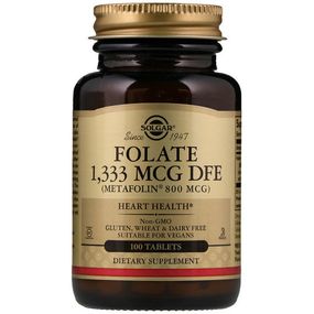 Фолиевая кислота Solgar Folate 1333 mcg DFE (As Metafolin 800 mcg) 100 Tabs